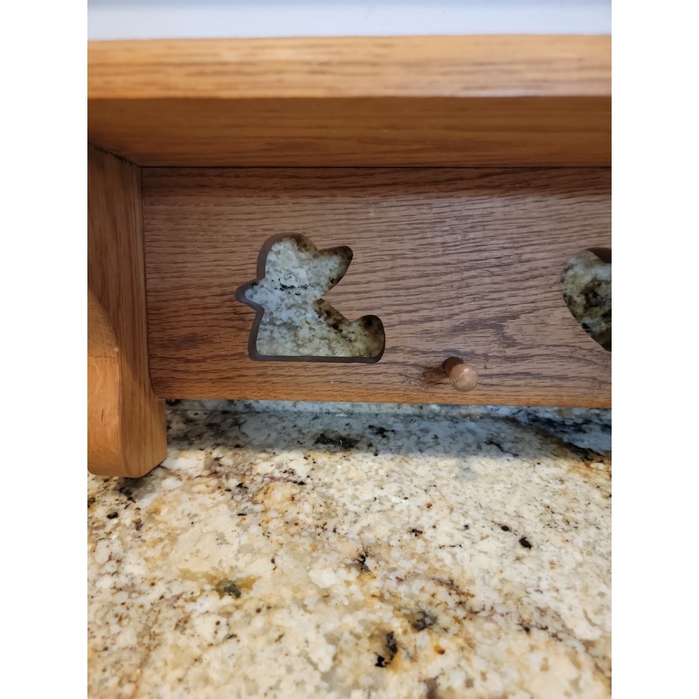 Handcrafted Oak Heart/Child Cut Out Wall Shelf W/Pegs 21" Farmhouse Shelf  Heavy - Picture 3 of 10